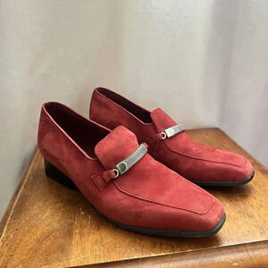 Arche Suede Shoes Red Suede Maroon New Pump Kitten Heel Size 37 Walking‎ Loafer